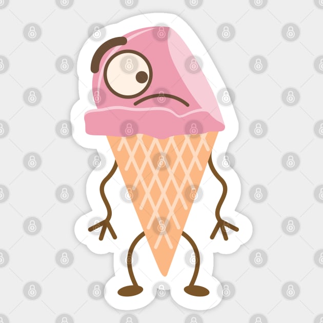 Strawberry Ice Cream Cone Sticker by Tooniefied